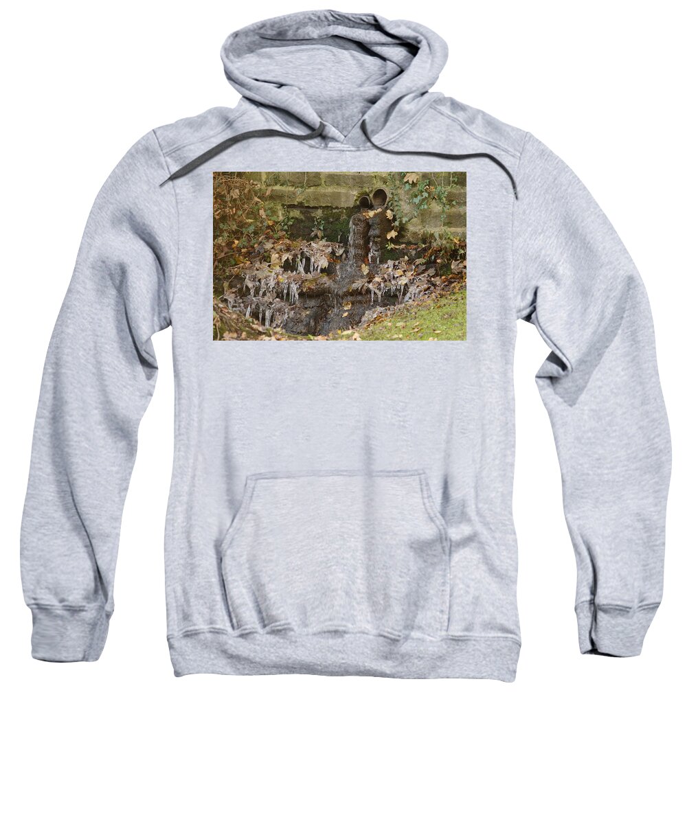 Ice Sweatshirt featuring the photograph Icicles At Drain Mouth by Adrian Wale