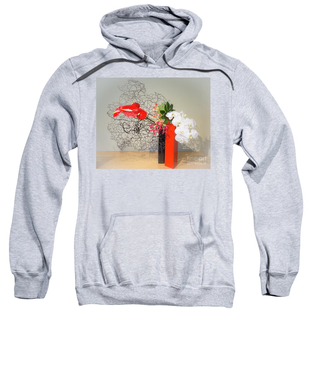 Gloriosa Lily Sweatshirt featuring the photograph Ikebana composition by Yoko Sprague by Agnes Caruso