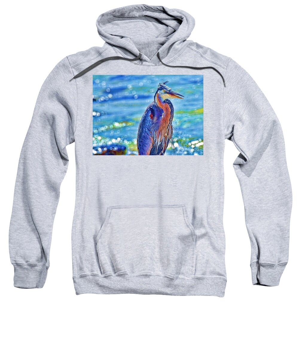 Heron Sweatshirt featuring the photograph I'm a Colorful Guy by Pamela Blizzard