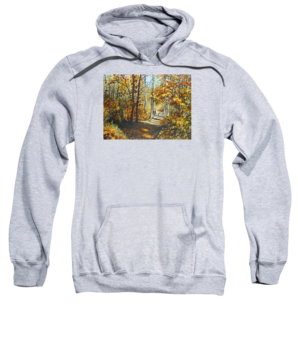 Landscape Sweatshirt featuring the painting Indian Summer Trail by William Brody