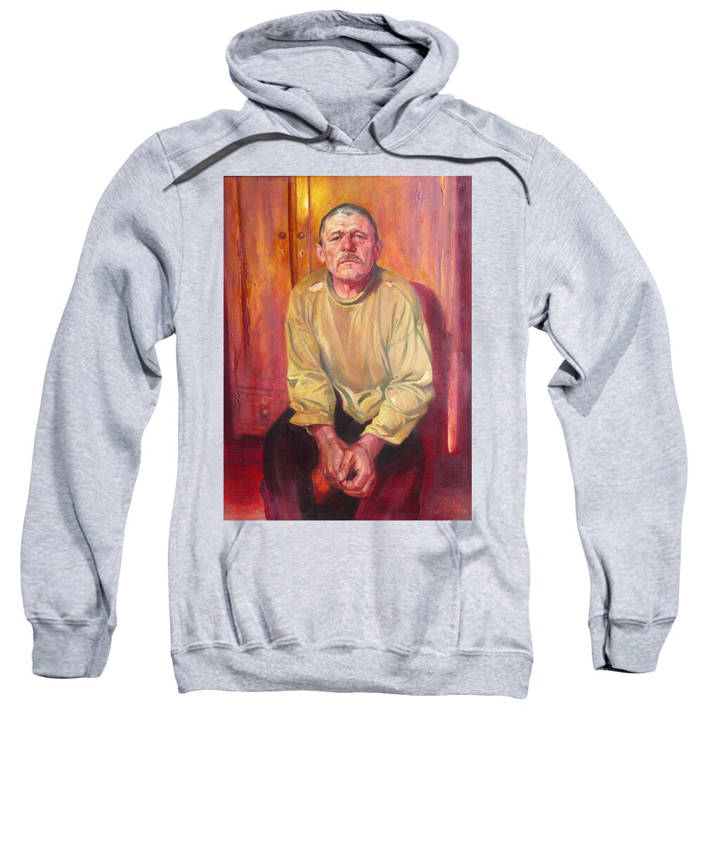 Oil Sweatshirt featuring the painting Inhabitant of Chernobyl zone by Sergey Ignatenko
