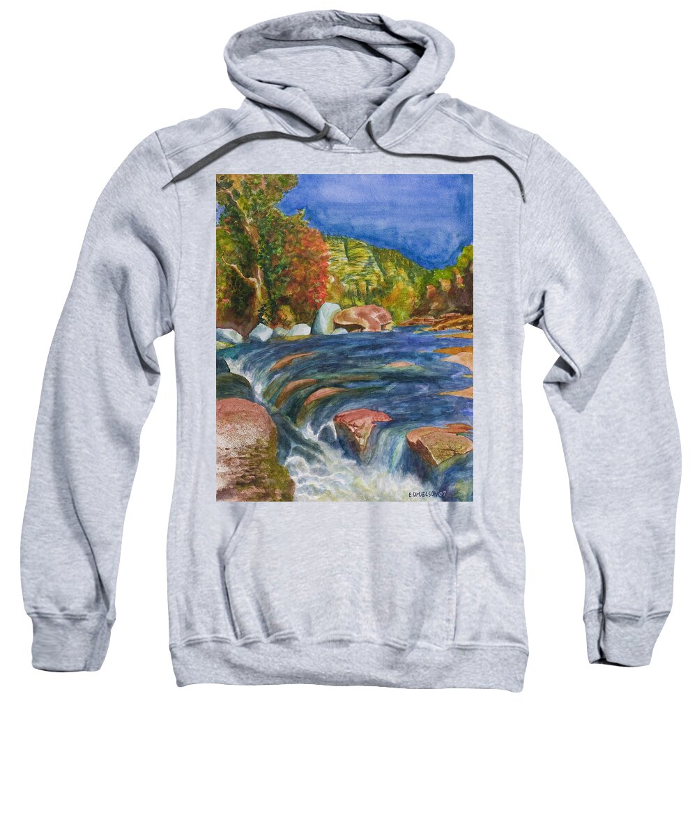 Oak Creek Sweatshirt featuring the painting Into Slide Rock by Eric Samuelson