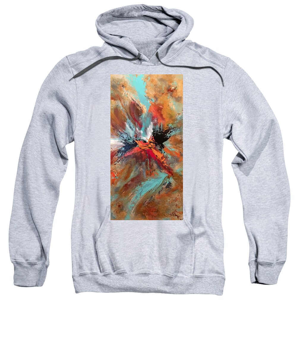 Abstract Sweatshirt featuring the painting Intrepid by Soraya Silvestri
