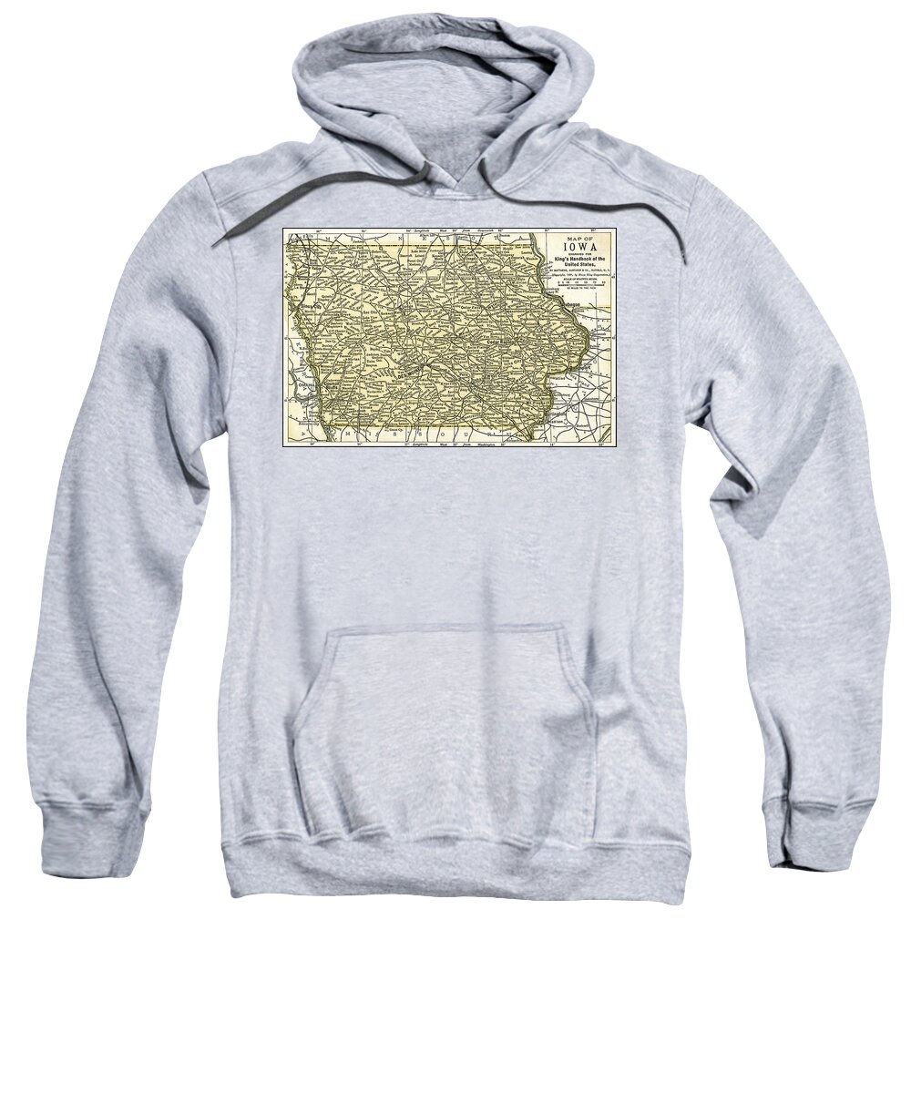 Map Sweatshirt featuring the photograph Iowa Antique Map 1891 by Phil Cardamone
