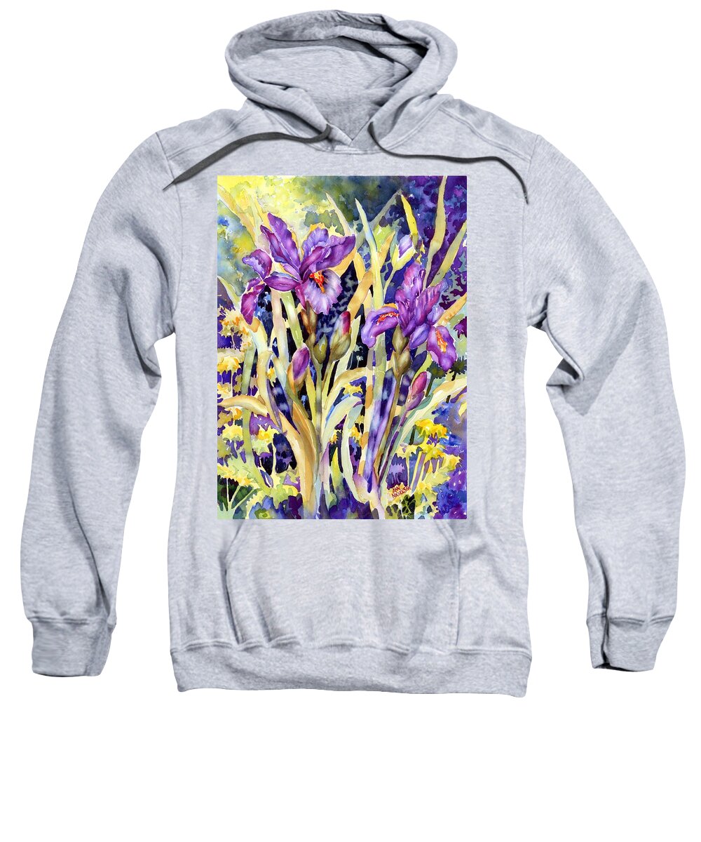 Watercolor Sweatshirt featuring the painting Iris I by Ann Nicholson