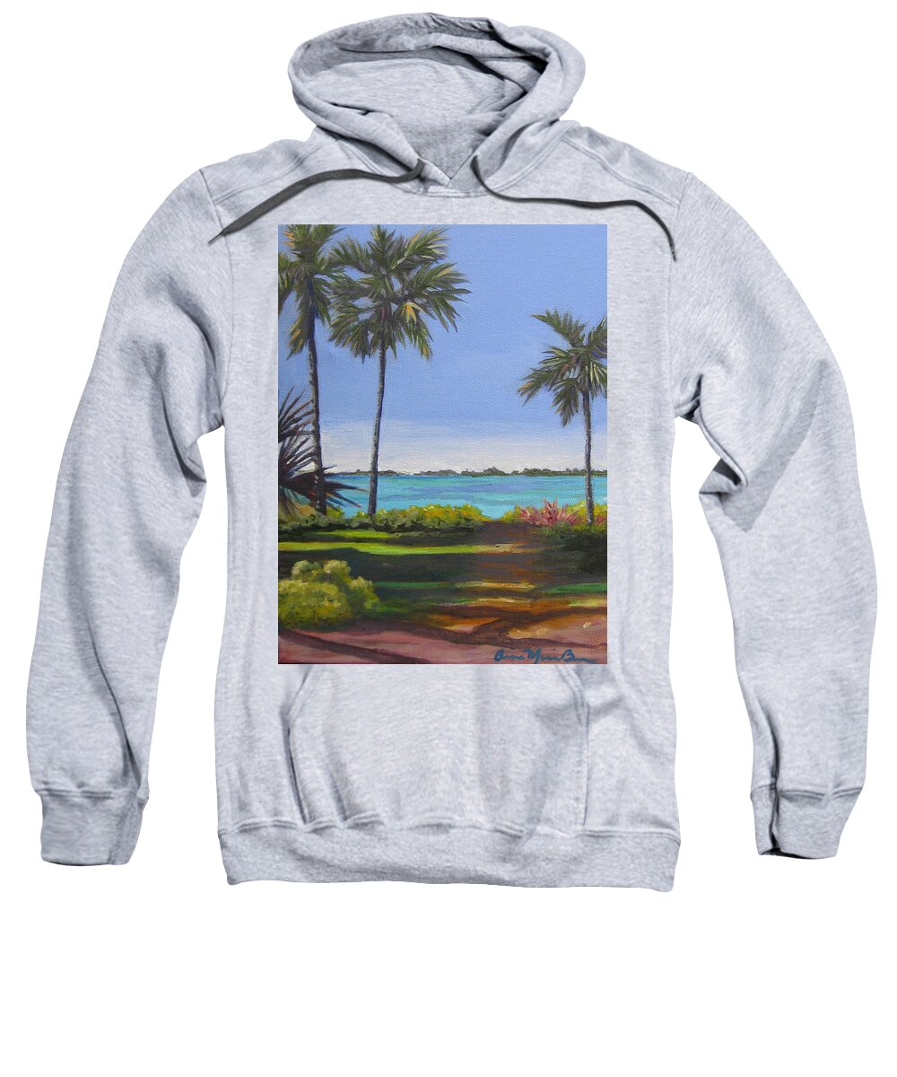 Palm Sweatshirt featuring the painting Islamorada Alley by Anne Marie Brown