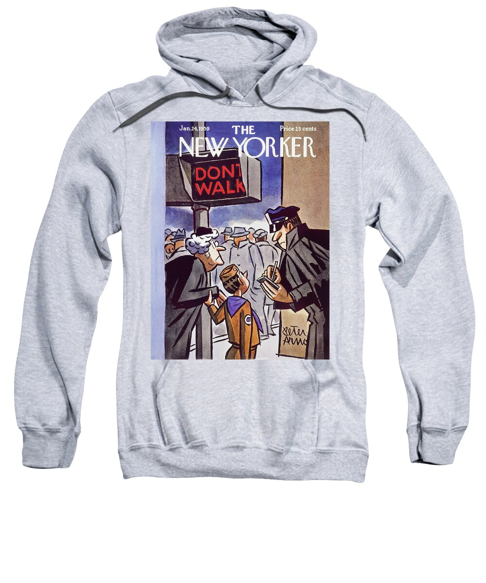 Policeman Sweatshirt featuring the painting New Yorker January 24 1959 by Peter Arno