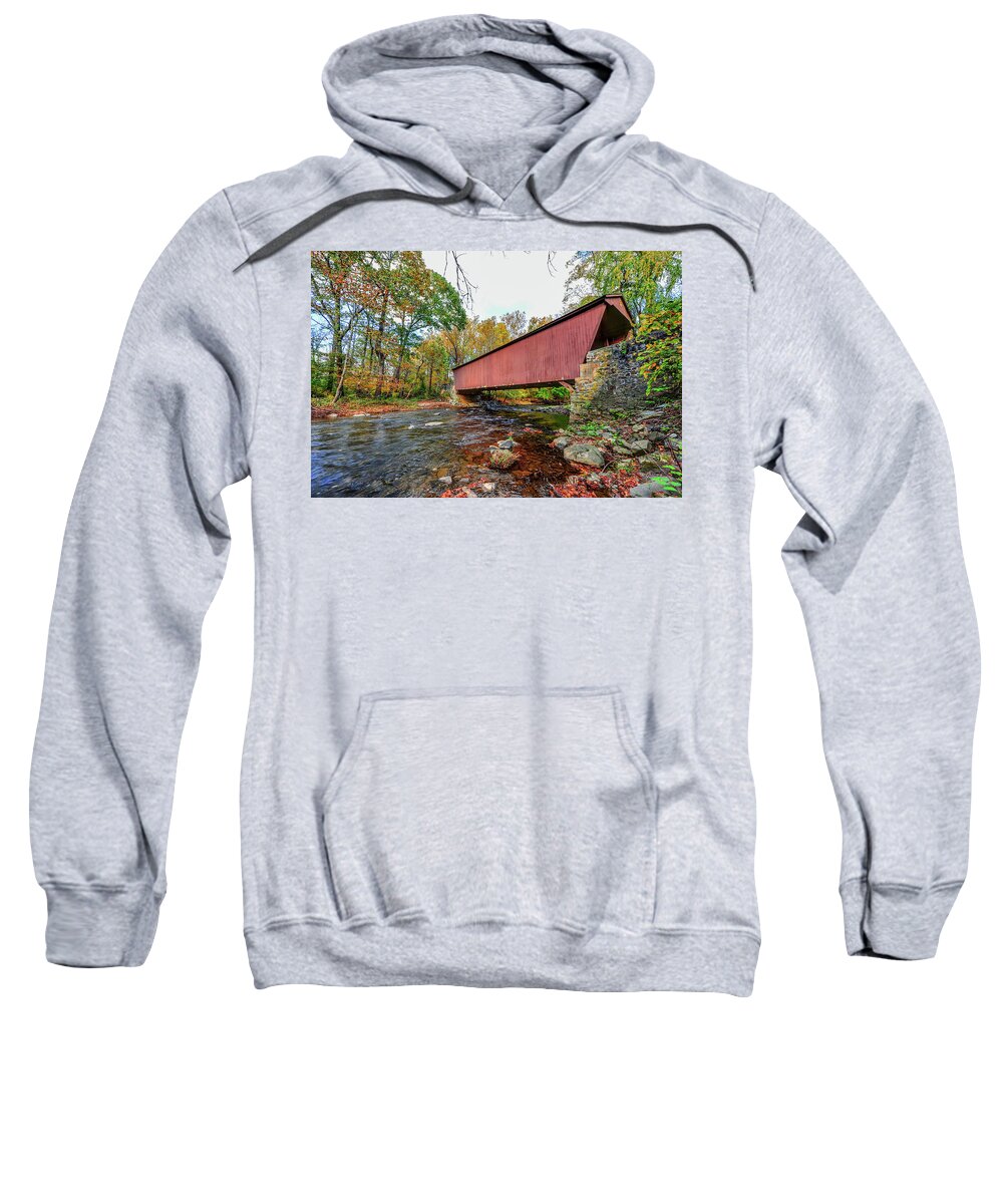 Autumn Sweatshirt featuring the photograph Jericho Covered Bridge in Maryland during Autumn by Patrick Wolf