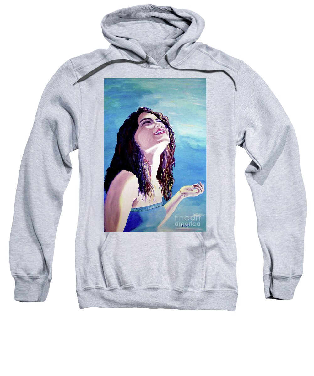 Jess Sweatshirt featuring the painting Jess Radiance and Beauty by Lisa Rose Musselwhite