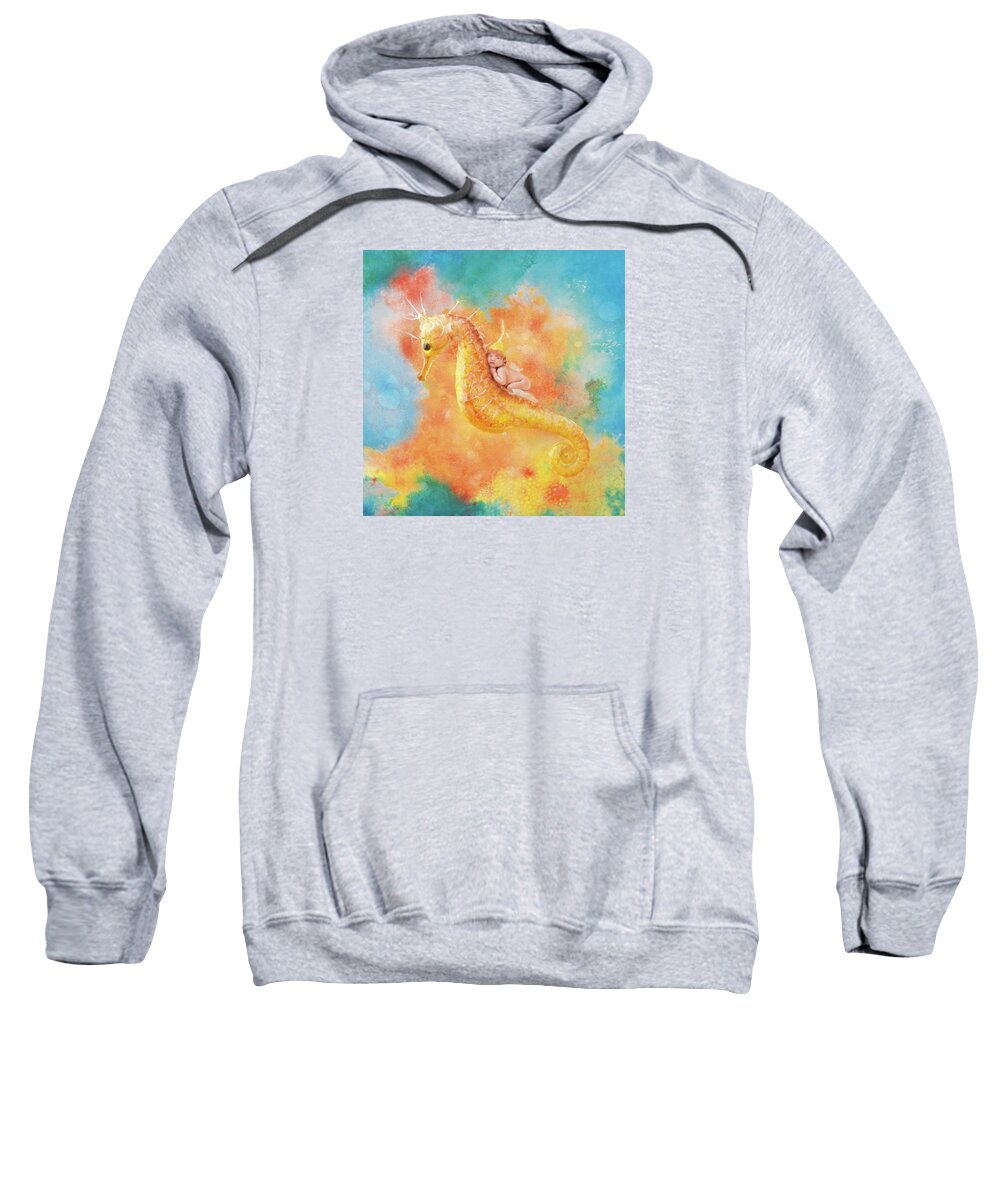 Under The Sea Sweatshirt featuring the photograph Jessabella riding a Seahorse by Anne Geddes
