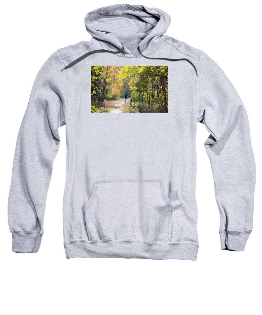 Digital Sweatshirt featuring the photograph Jogger on Nature Trail in Autumn by Lynn Hansen