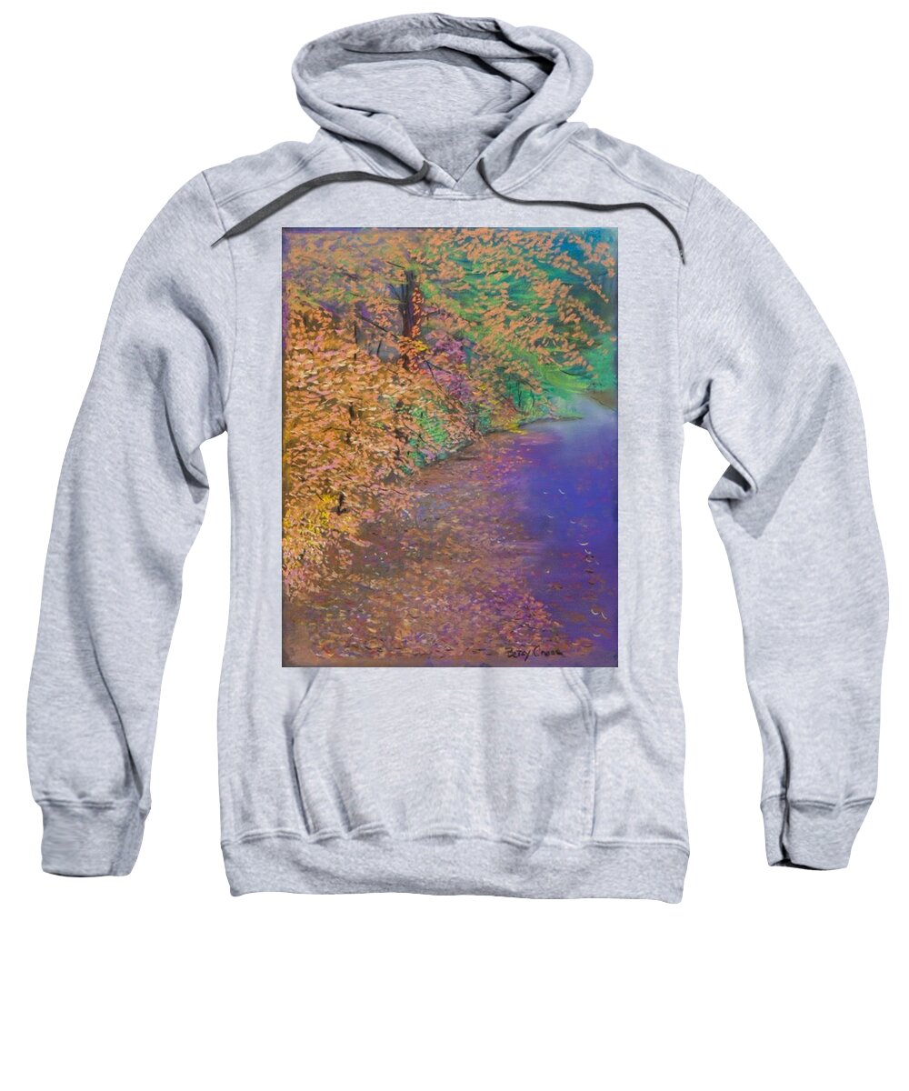 Gallery Sweatshirt featuring the pastel John's Pond in the Fall by Betsy Carlson Cross