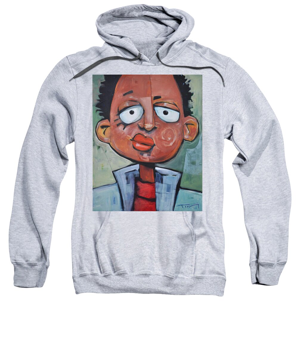 Child Sweatshirt featuring the painting Junior Artist sans crayon hair by Tim Nyberg