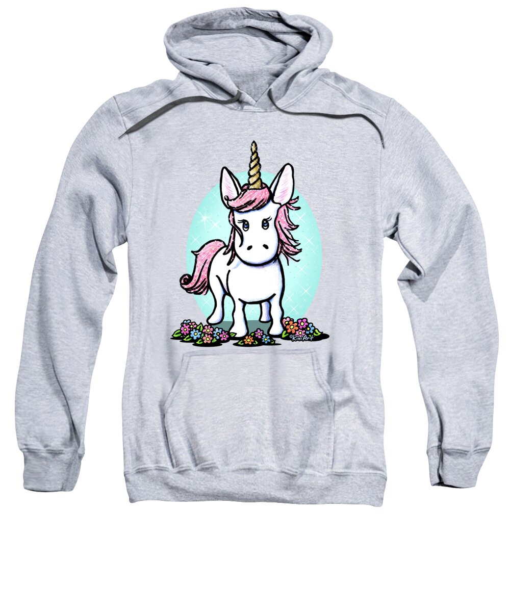 Unicorn Sweatshirt featuring the drawing KiniArt Unicorn Sparkle by Kim Niles aka KiniArt