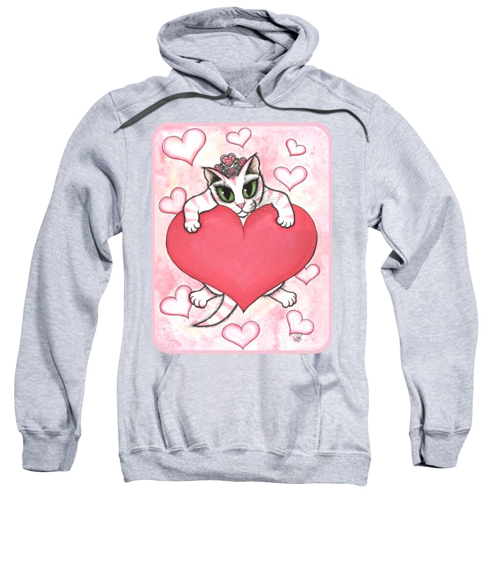 Princess Sweatshirt featuring the painting Kitten With Heart by Carrie Hawks