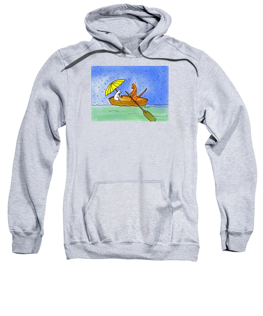 Kitties Sweatshirt featuring the painting Kitties in a Boat by Norma Appleton