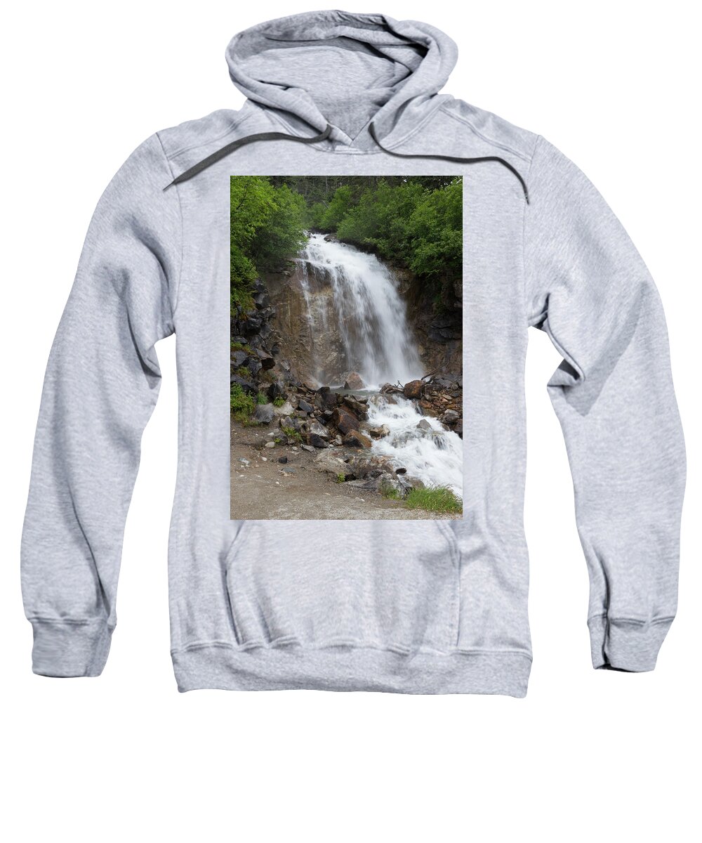 Mountain Sweatshirt featuring the photograph Klondike Waterfall by Ed Clark