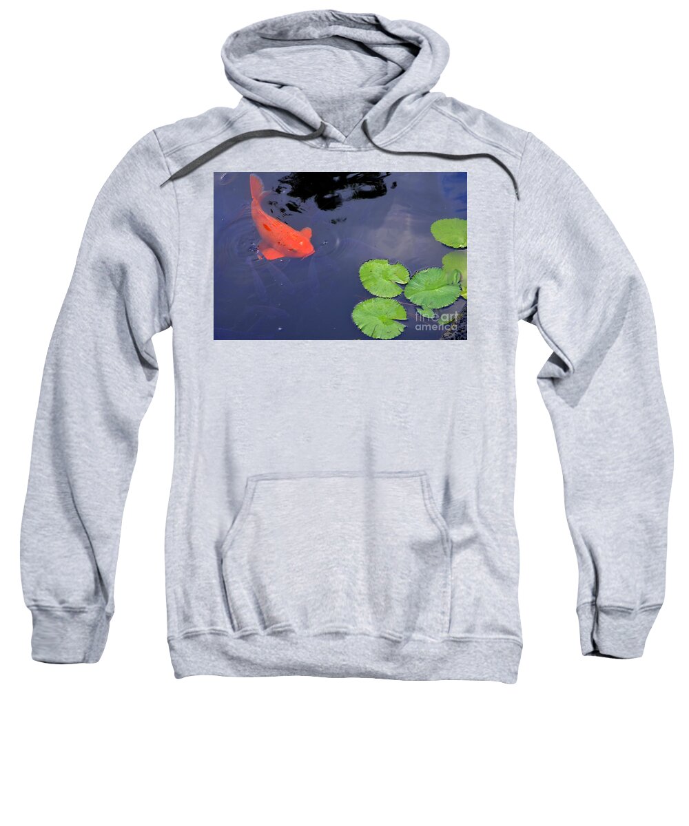 Koi Sweatshirt featuring the photograph Koi And Lily Pads by Mary Deal
