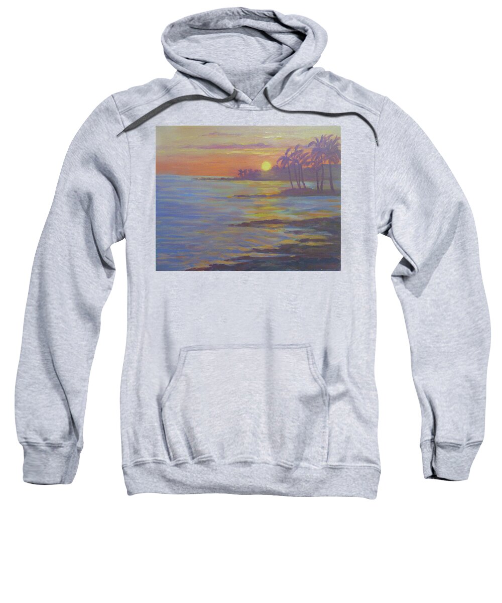 Hawaii Sweatshirt featuring the painting Kona Sunset by Stan Chraminski