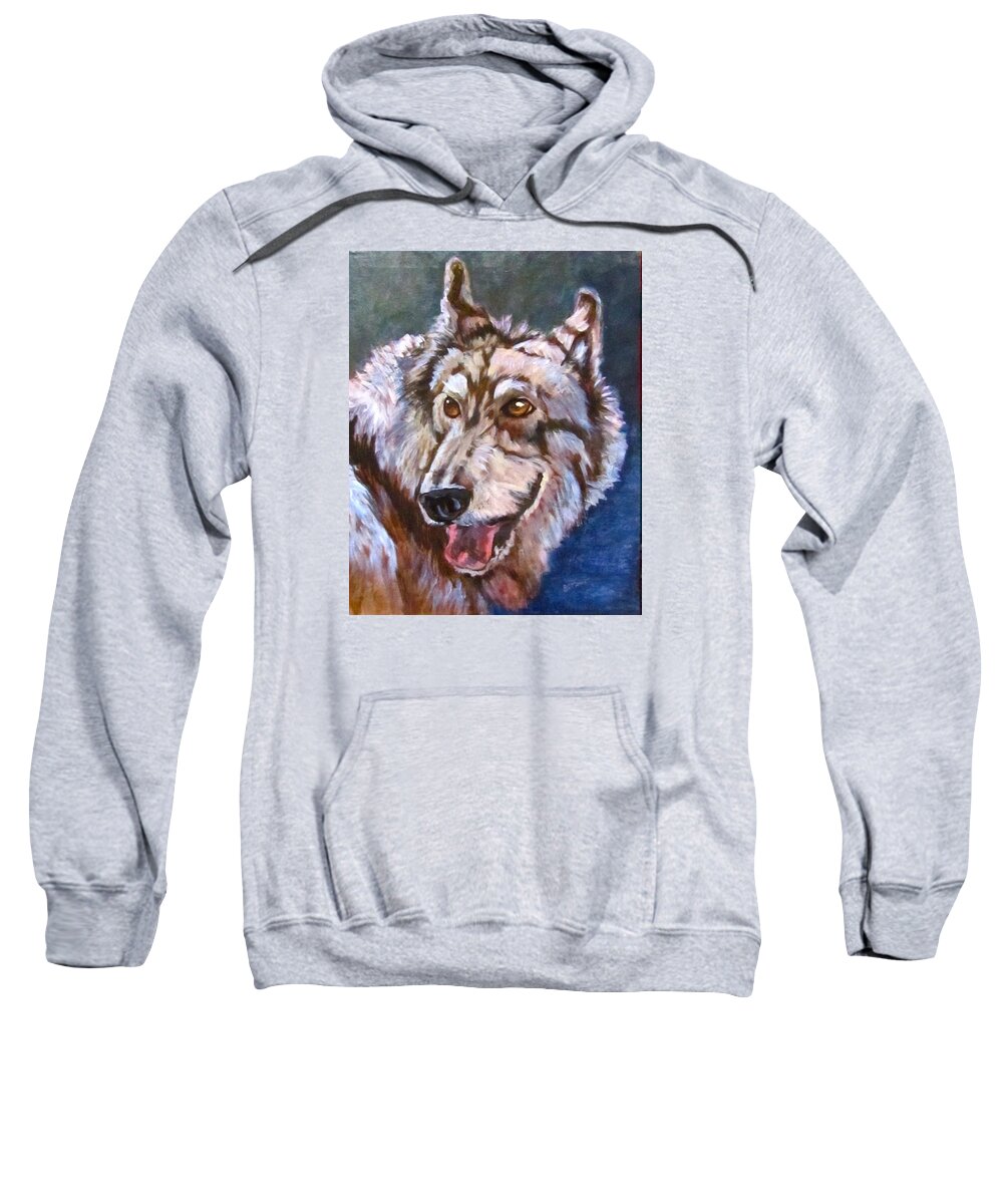 Wolf Sweatshirt featuring the painting Koukin by Barbara O'Toole