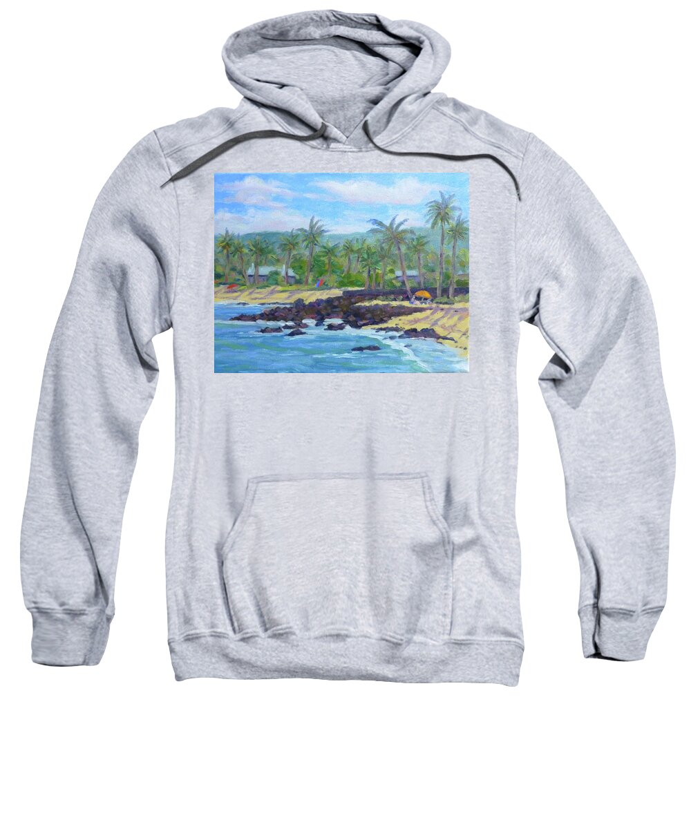 Landscape Sweatshirt featuring the painting Kukio Beach by Stan Chraminski