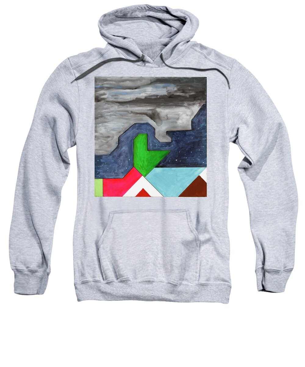 Abstract Sweatshirt featuring the painting La notte sopra la citta verde - Part III by Willy Wiedmann