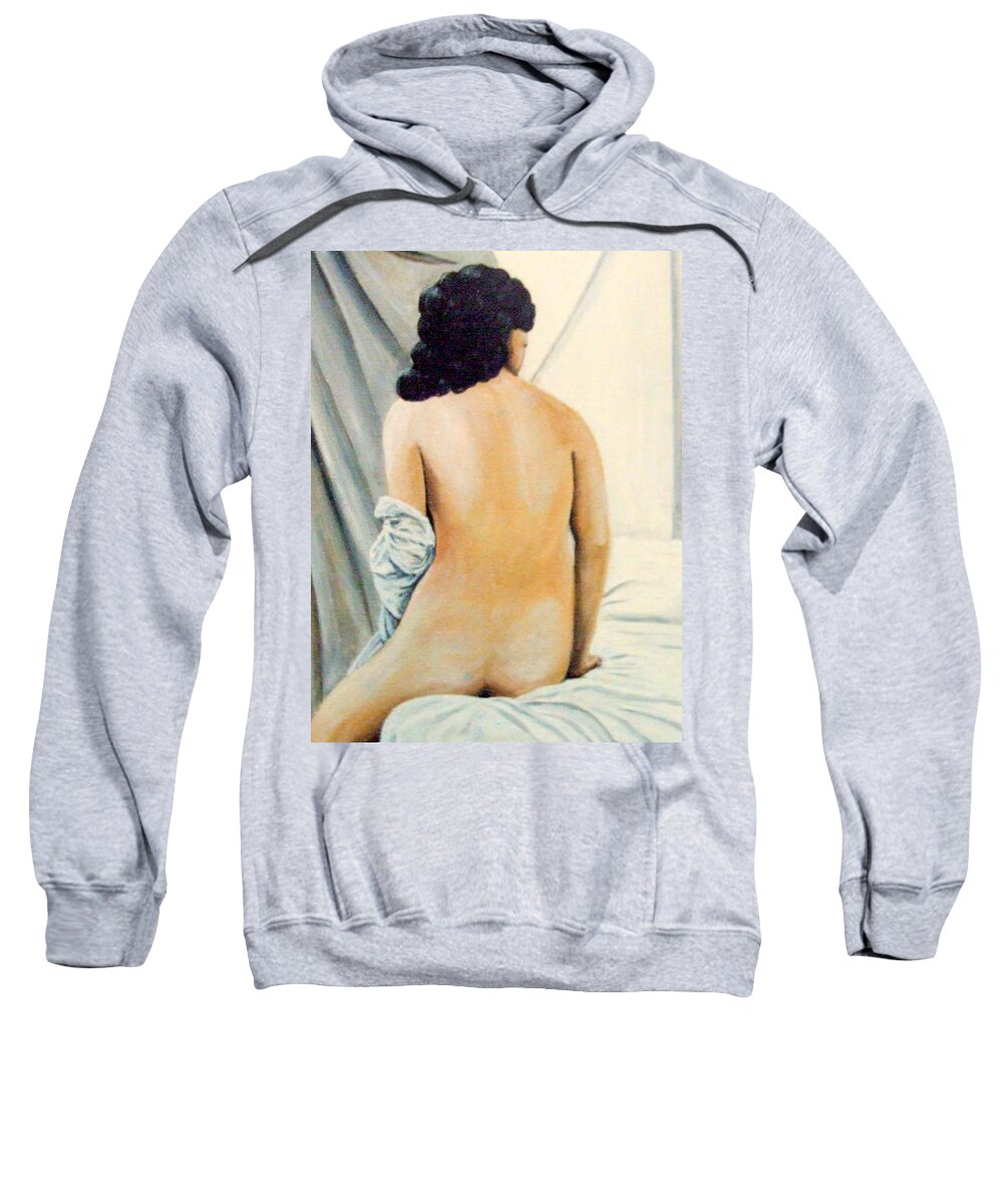 Nude Sweatshirt featuring the painting Lady In Her Bedroom by Mackenzie Moulton