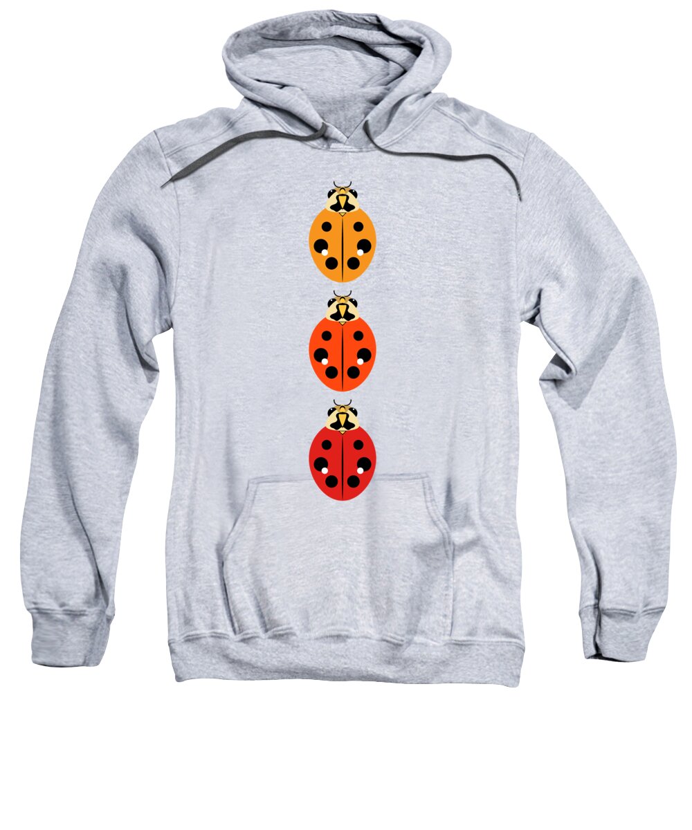 Graphic Animal Sweatshirt featuring the digital art Ladybug Trio Vertical by MM Anderson