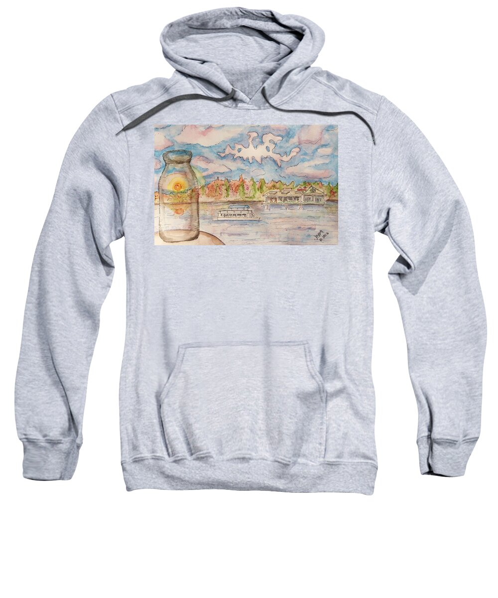 Lake Sweatshirt featuring the painting Lake Hopatcong by Jason Nicholas