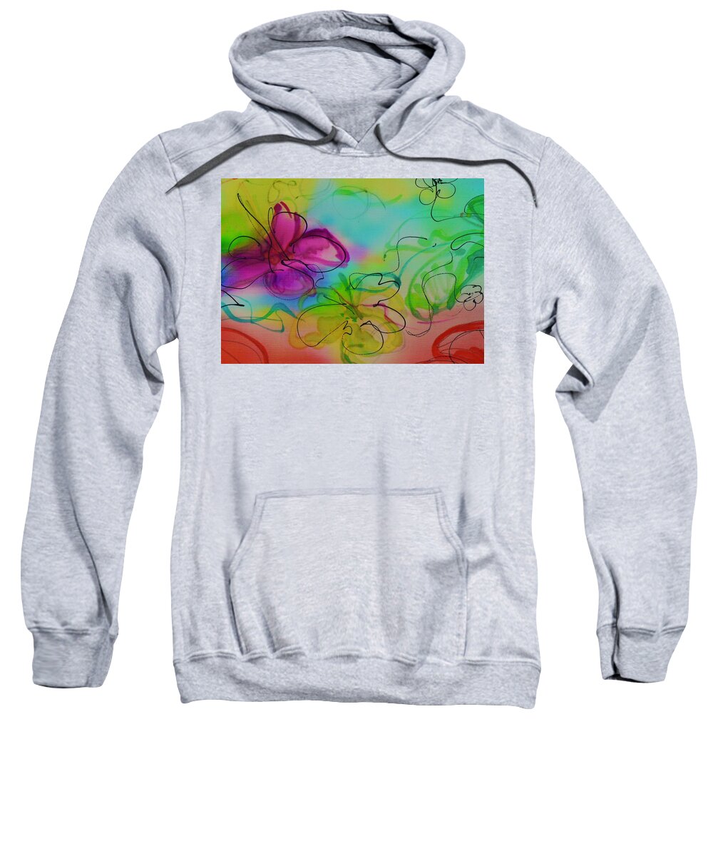  Sweatshirt featuring the painting Large Flower 2 by Barbara Pease
