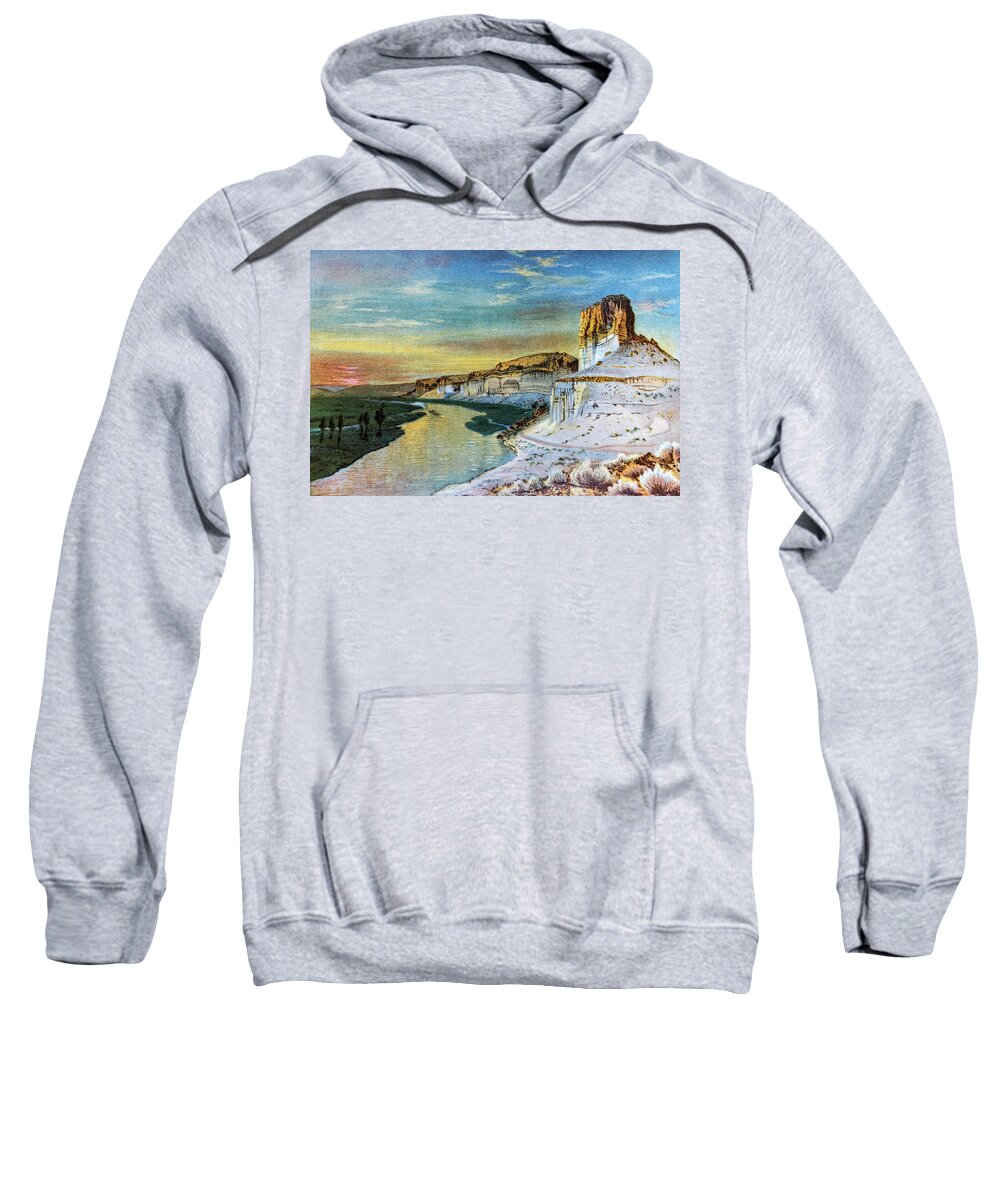 Lazy Sweatshirt featuring the digital art Lazy River in Western United States by Douglas Barnett