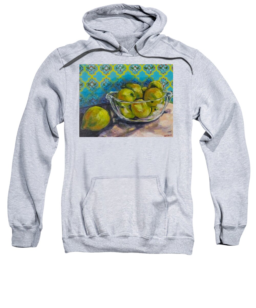 Yellow Sweatshirt featuring the painting Lemons by Barbara O'Toole