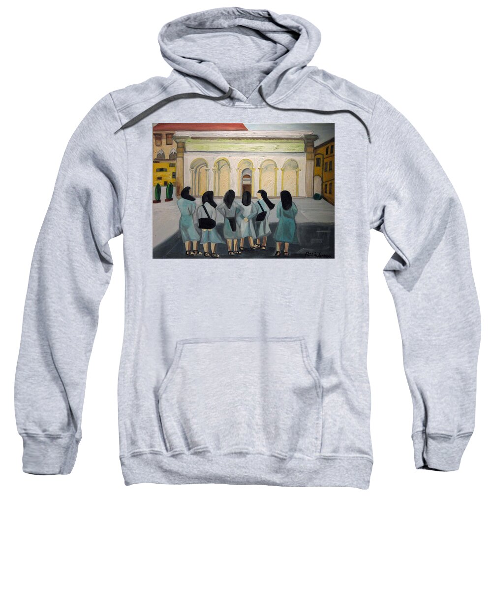 Europe Sweatshirt featuring the painting LiL Nuns of Florence 2004 by Patricia Arroyo