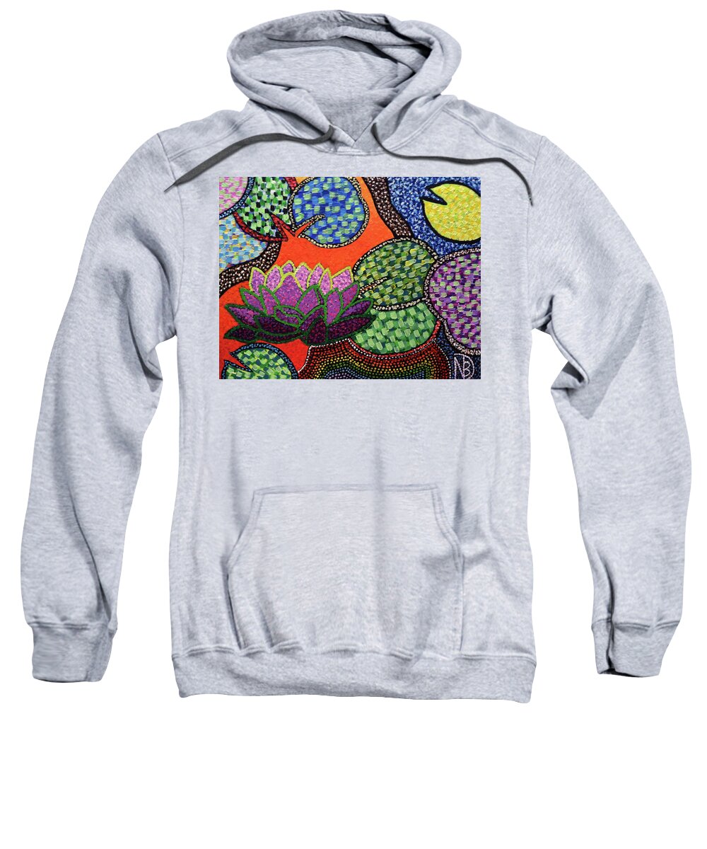 Lily Pad Sweatshirt featuring the painting Lily Pad Pizzaz by Nicole Dumond-Barry