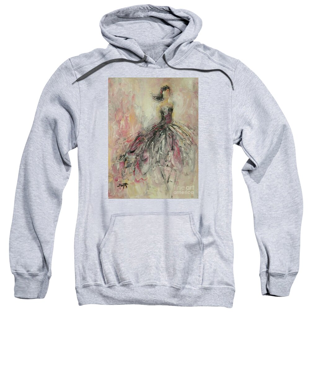 Woman Sweatshirt featuring the painting Little Black Dress by Dan Campbell