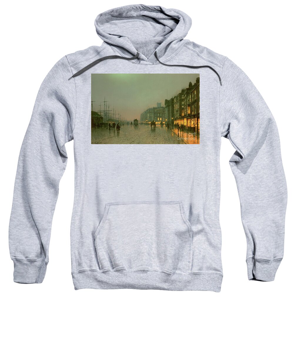 Liverpool Sweatshirt featuring the painting Liverpool Docks from Wapping by John Atkinson Grimshaw