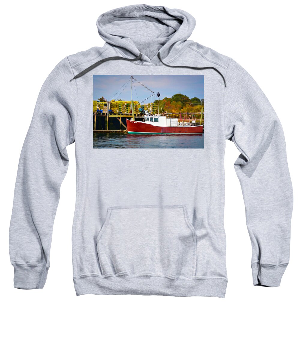 Dave Thompsen Photography Sweatshirt featuring the photograph Lobster Boat Early Dawn by David Thompsen