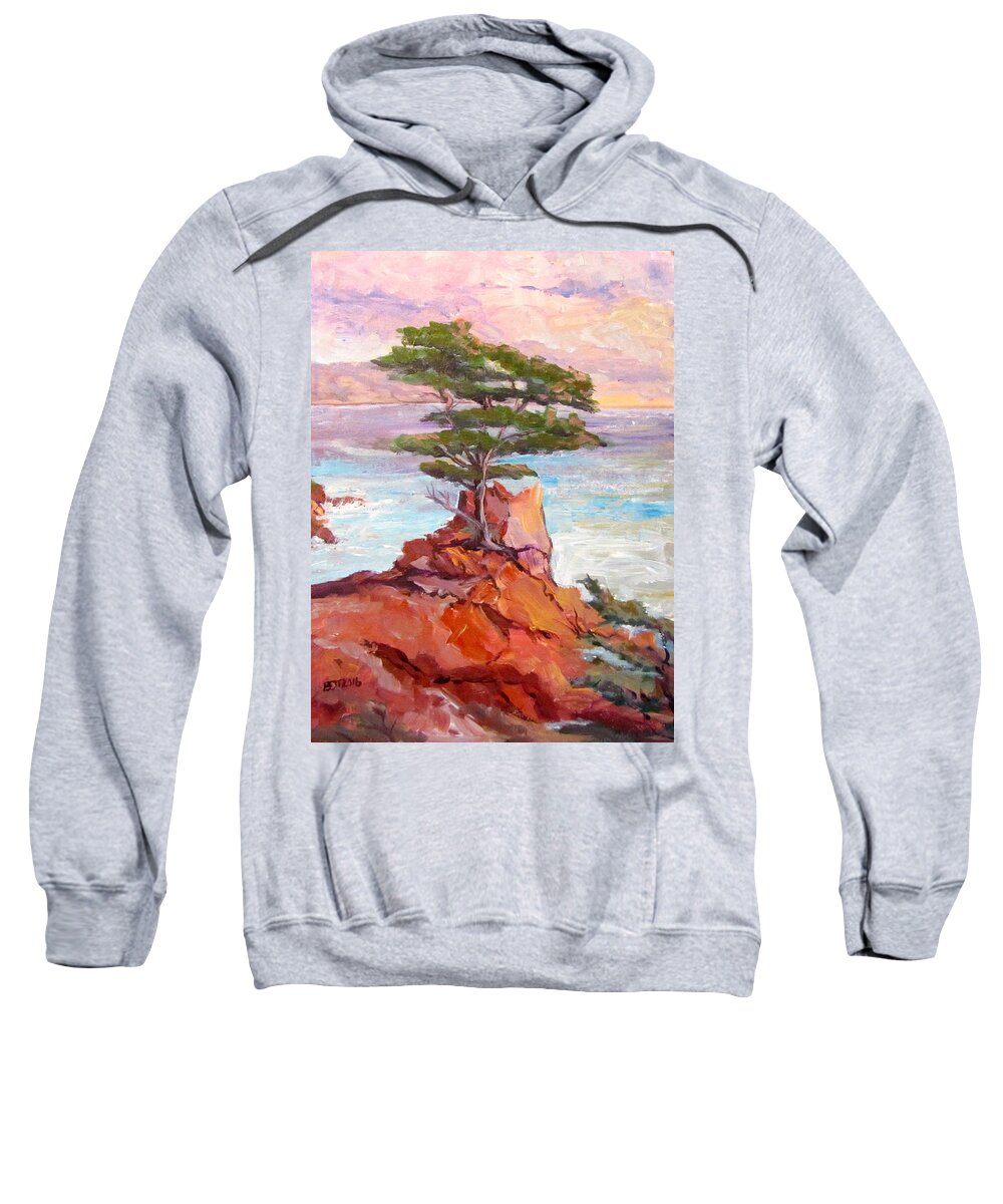 Tree Sweatshirt featuring the painting Lone Cypress by Barbara O'Toole