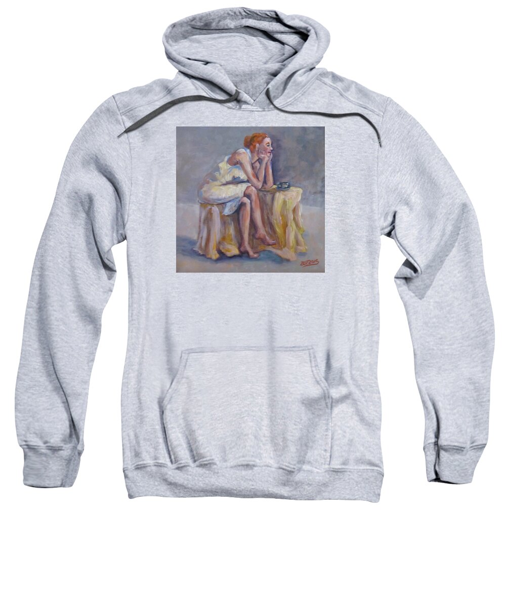 Woman Sweatshirt featuring the painting Lonely Mornings by Barbara O'Toole