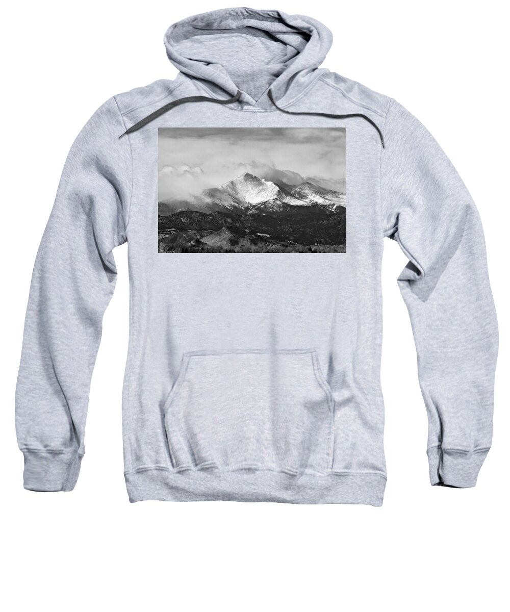 bo Insogna Sweatshirt featuring the photograph Longs Peak and a Mean Storm by James BO Insogna