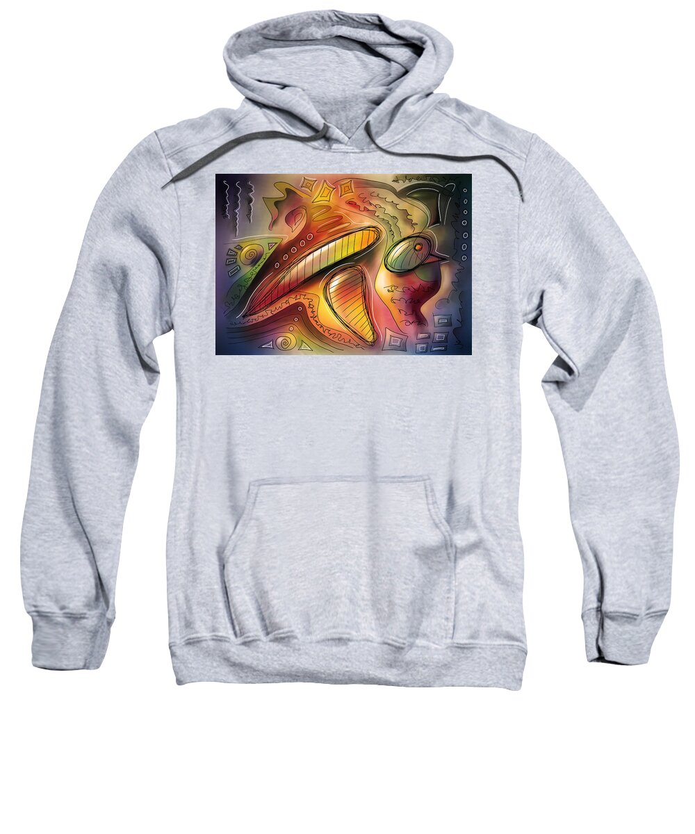 Bird Abstract Drawing Digital Colorful Sweatshirt featuring the photograph Loose Bird by Janine Pauke
