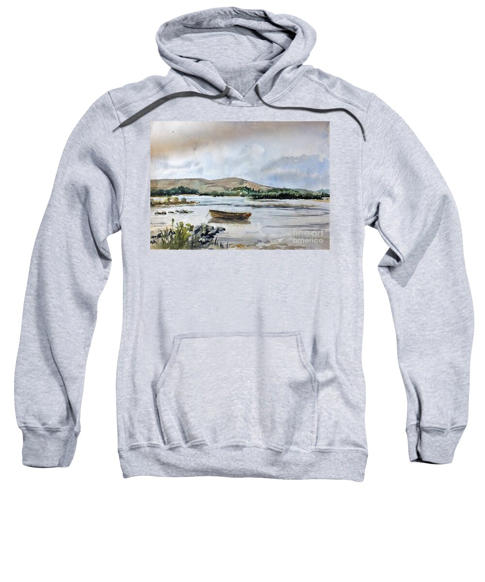 Val Byrne Sweatshirt featuring the painting F 797 Lough Ennell, Mullingar by Val Byrne