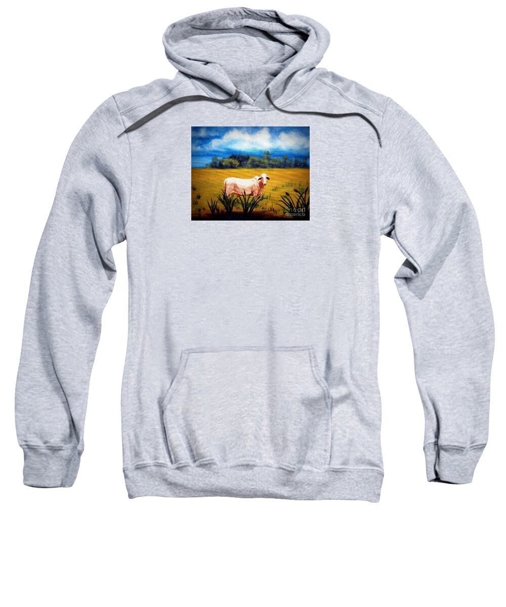 Cow Sweatshirt featuring the painting The Lonely Bull by Georgia Doyle