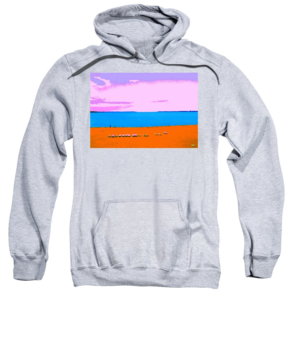 Seaside Sweatshirt featuring the painting Lounge Chairs on the Beach by CHAZ Daugherty