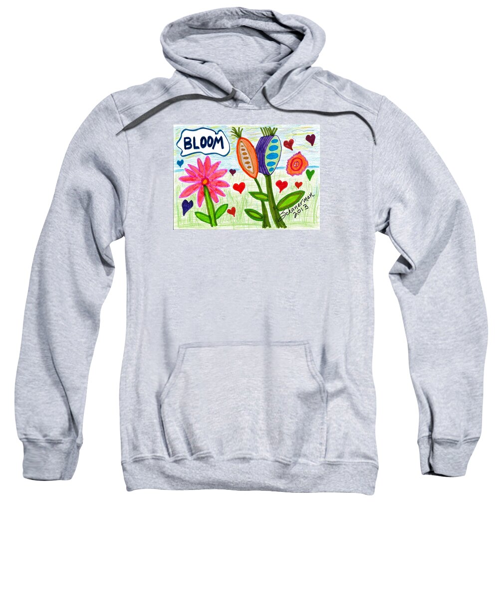 Drawing Sweatshirt featuring the drawing Love in Bloom by Susan Schanerman