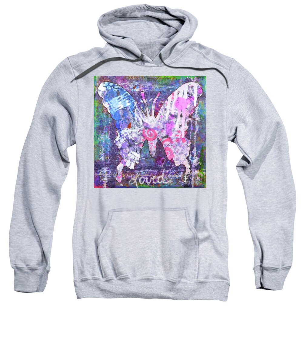 Crisman Sweatshirt featuring the painting Loved Butterfly by Lisa Crisman