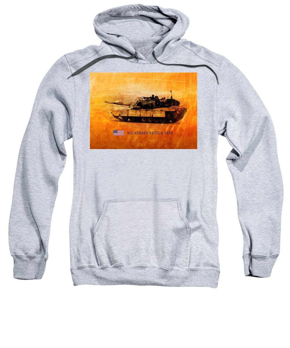 Us Military Sweatshirt featuring the digital art M1 Abrams Battle Tank by John Wills