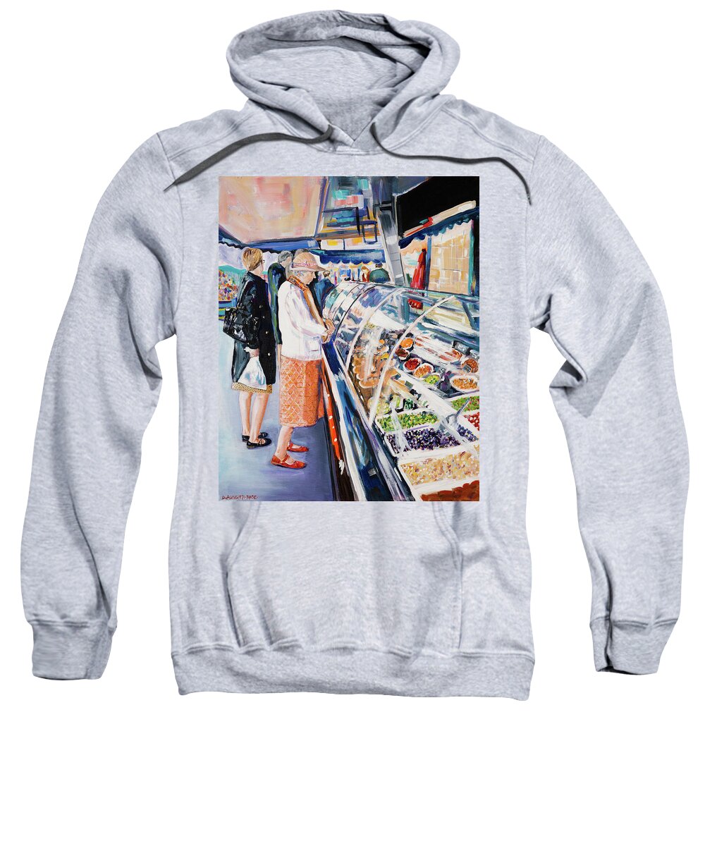 Acrylic Sweatshirt featuring the painting Madame Masson Goes To Market by Seeables Visual Arts