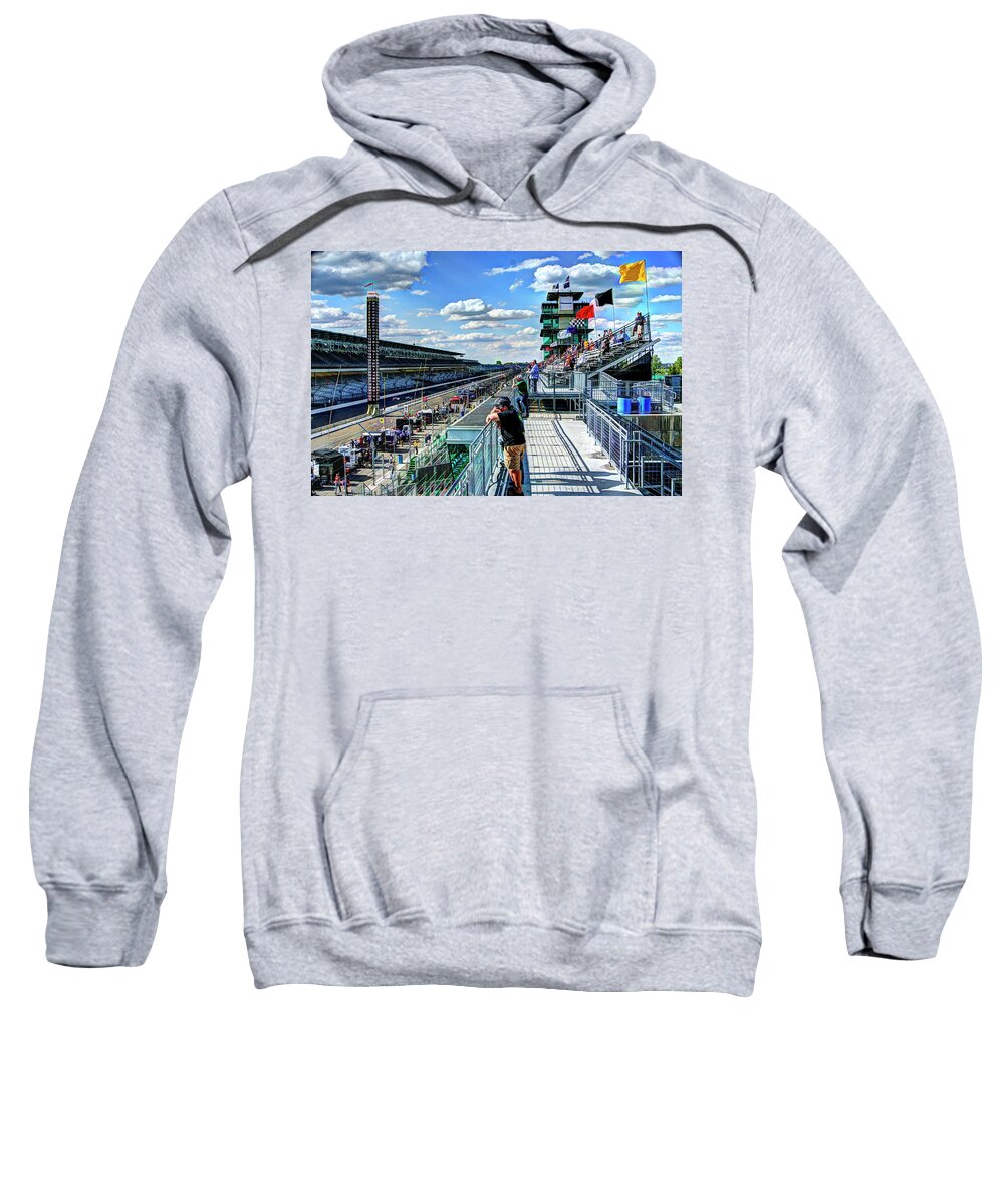Indy 500 Sweatshirt featuring the photograph Main Straight by Josh Williams