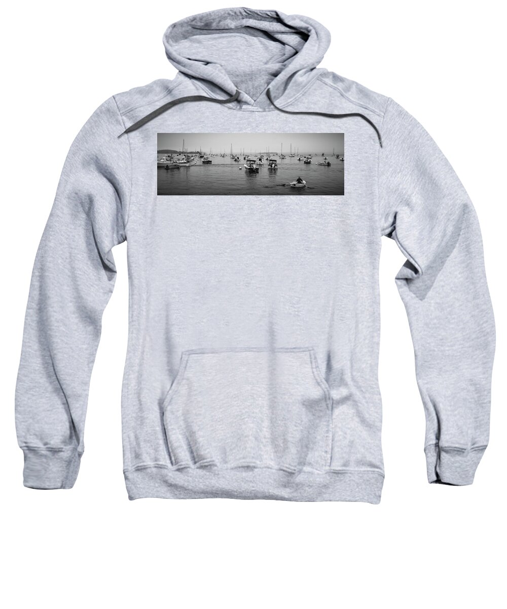Maine Sweatshirt featuring the photograph Maine Misty Winter Morning at Falmouth Harbor by Ranjay Mitra